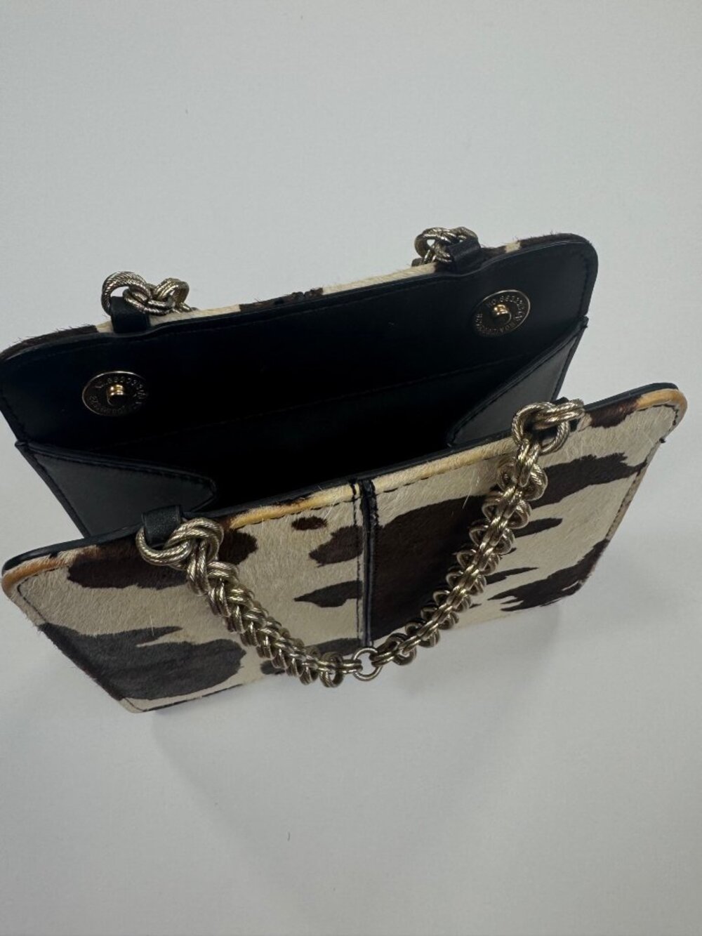 Topshop Cow Print Leather Purse Bag Small Sian Chain Strap - Picture 11 of 13